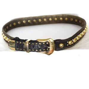 Sand Castle Gold Studded Leather & Metal Mesh Belt - USA